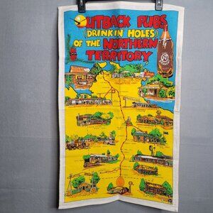 VTG Kitchen Towel Aussie Outback Pub Australia Drinkin Holes Northern Territory